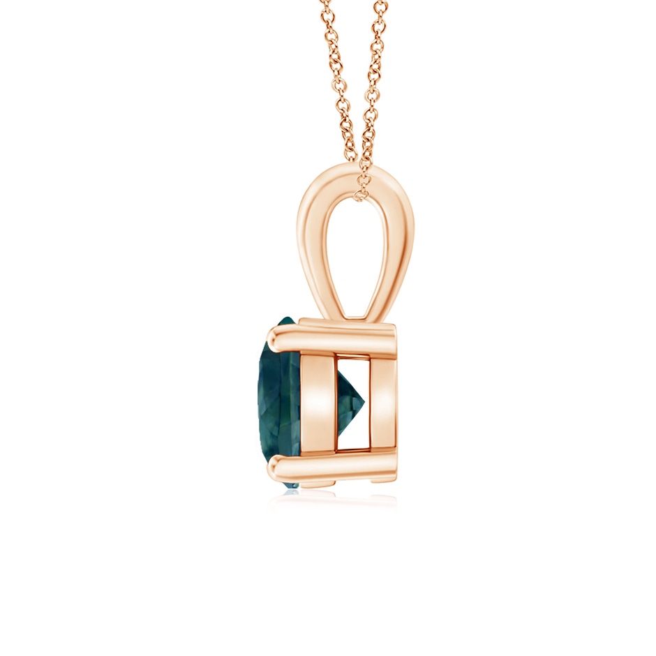 6mm AAA Classic Prong-Set Round Teal Montana Sapphire Solitaire Pendant in 18K Rose Gold side 199