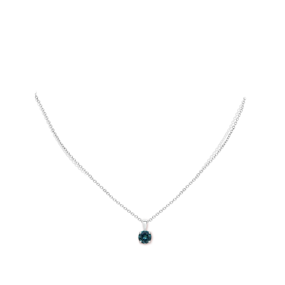 6mm AAA Classic Prong-Set Round Teal Montana Sapphire Solitaire Pendant in P950 Platinum pen
