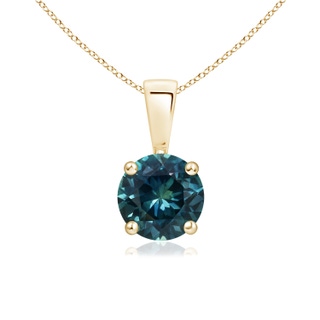 6mm AAA Classic Round Teal Montana Sapphire Solitaire Pendant in Yellow Gold