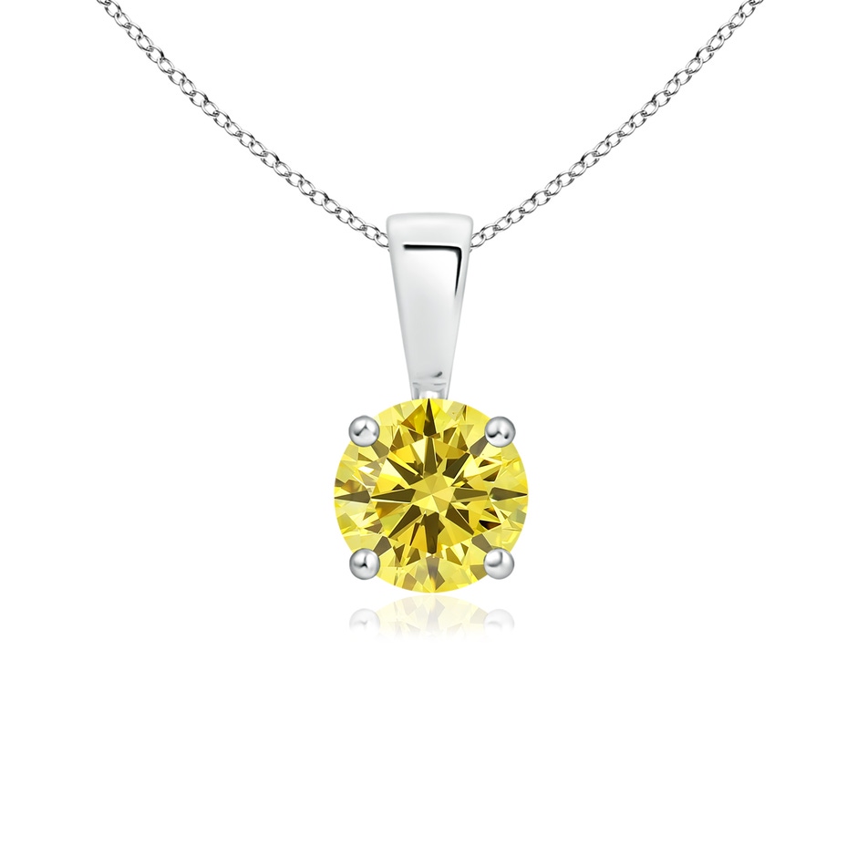 5.1mm AAAA Classic Prong-Set Round Fancy Intense Yellow Diamond Solitaire Pendant in P950 Platinum 