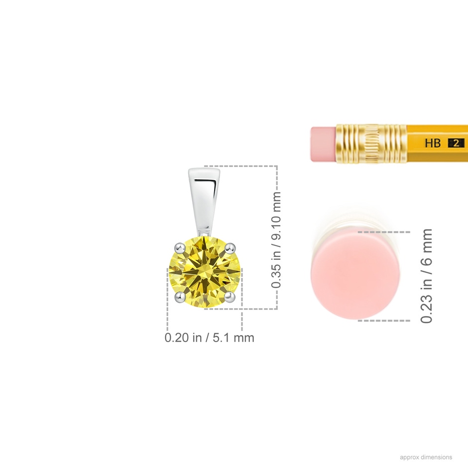 5.1mm AAAA Classic Prong-Set Round Fancy Intense Yellow Diamond Solitaire Pendant in P950 Platinum ruler