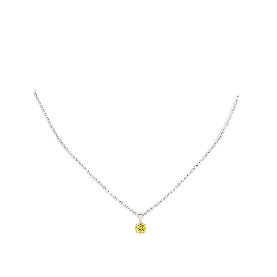 5.1mm AAAA Classic Prong-Set Round Fancy Intense Yellow Diamond Solitaire Pendant in P950 Platinum pen