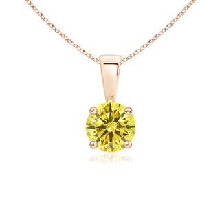 5.1mm AAAA Classic Round Fancy Intense Yellow Diamond Solitaire Pendant in Rose Gold