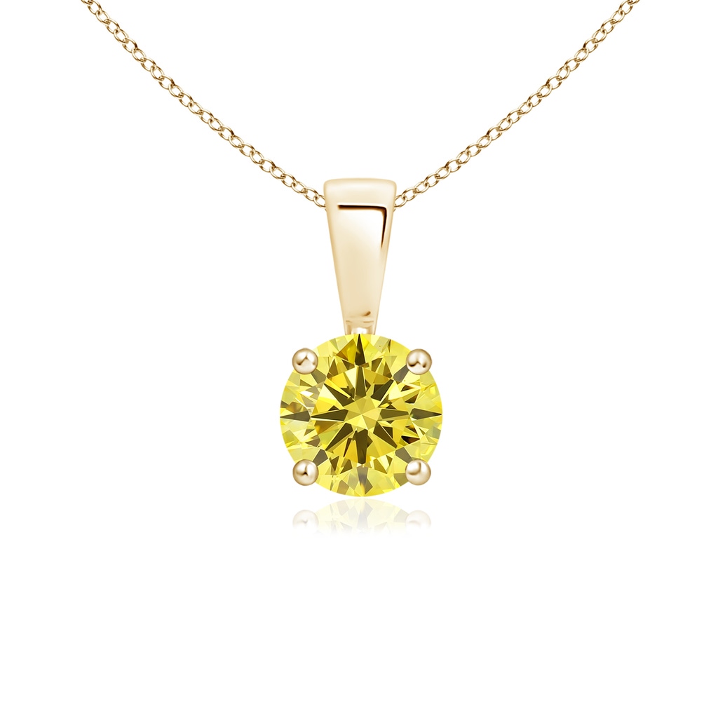 5.1mm AAAA Classic Prong-Set Round Fancy Intense Yellow Diamond Solitaire Pendant in Yellow Gold