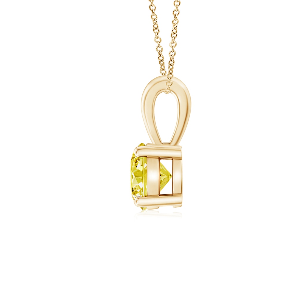 5.1mm AAAA Classic Prong-Set Round Fancy Intense Yellow Diamond Solitaire Pendant in Yellow Gold - side 199