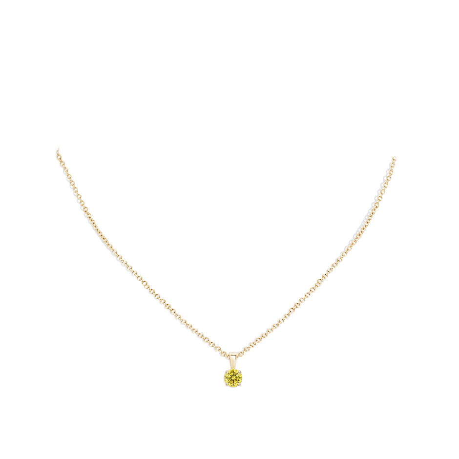 5.1mm AAAA Classic Prong-Set Round Fancy Intense Yellow Diamond Solitaire Pendant in Yellow Gold pen