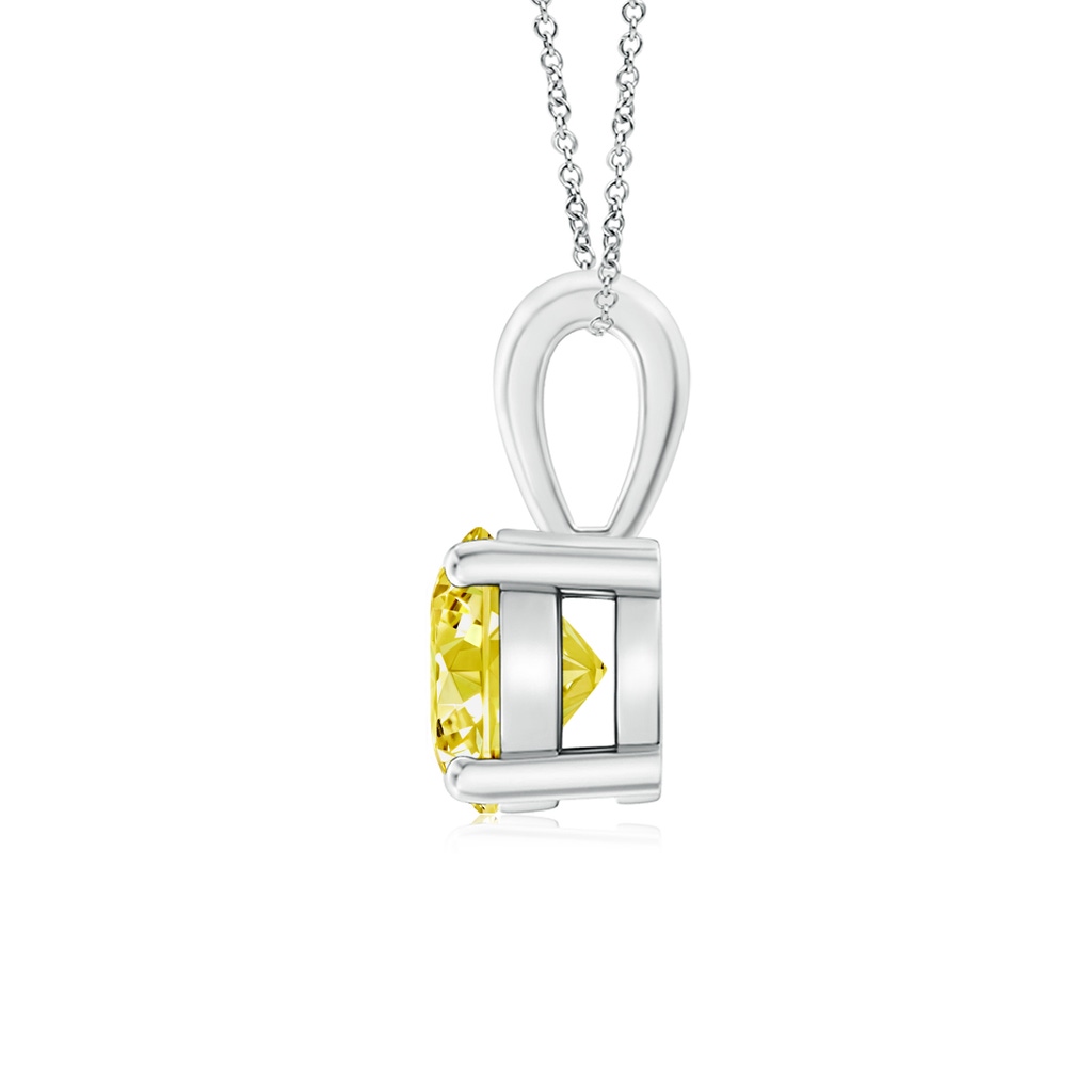 6.4mm AAAA Classic Prong-Set Round Fancy Intense Yellow Diamond Solitaire Pendant in White Gold - side 199
