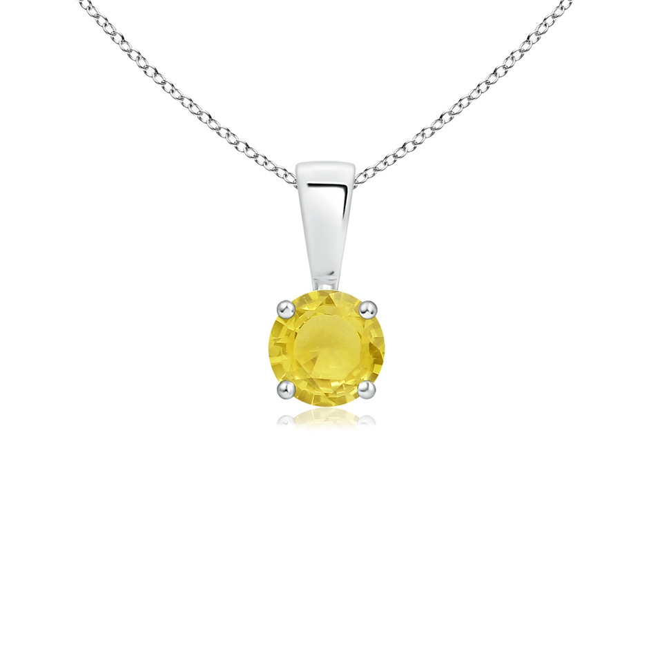 4mm A Classic Prong-Set Round Yellow Sapphire Solitaire Pendant in White Gold 