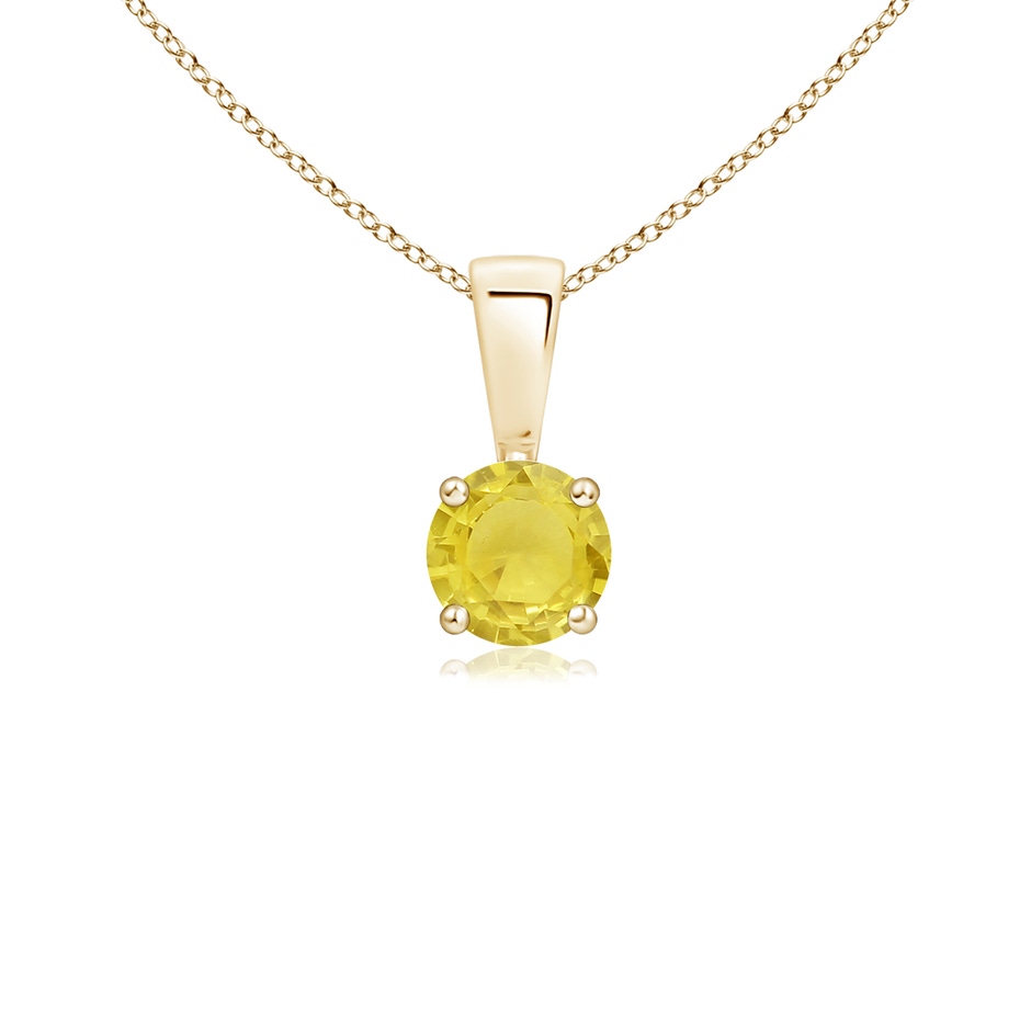 4mm A Classic Prong-Set Round Yellow Sapphire Solitaire Pendant in Yellow Gold 