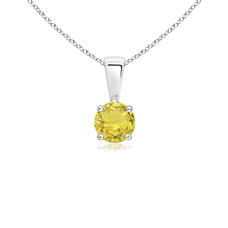4mm AA Classic Prong-Set Round Yellow Sapphire Solitaire Pendant in P950 Platinum 