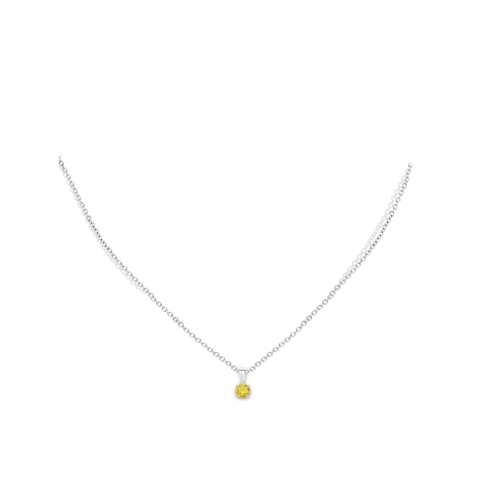 4mm AA Classic Prong-Set Round Yellow Sapphire Solitaire Pendant in P950 Platinum pen