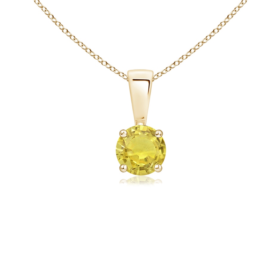 4mm AA Classic Prong-Set Round Yellow Sapphire Solitaire Pendant in Yellow Gold 