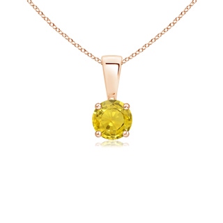 4mm AAA Classic Prong-Set Round Yellow Sapphire Solitaire Pendant in Rose Gold