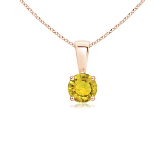 4mm AAAA Classic Prong-Set Round Yellow Sapphire Solitaire Pendant in 9K Rose Gold