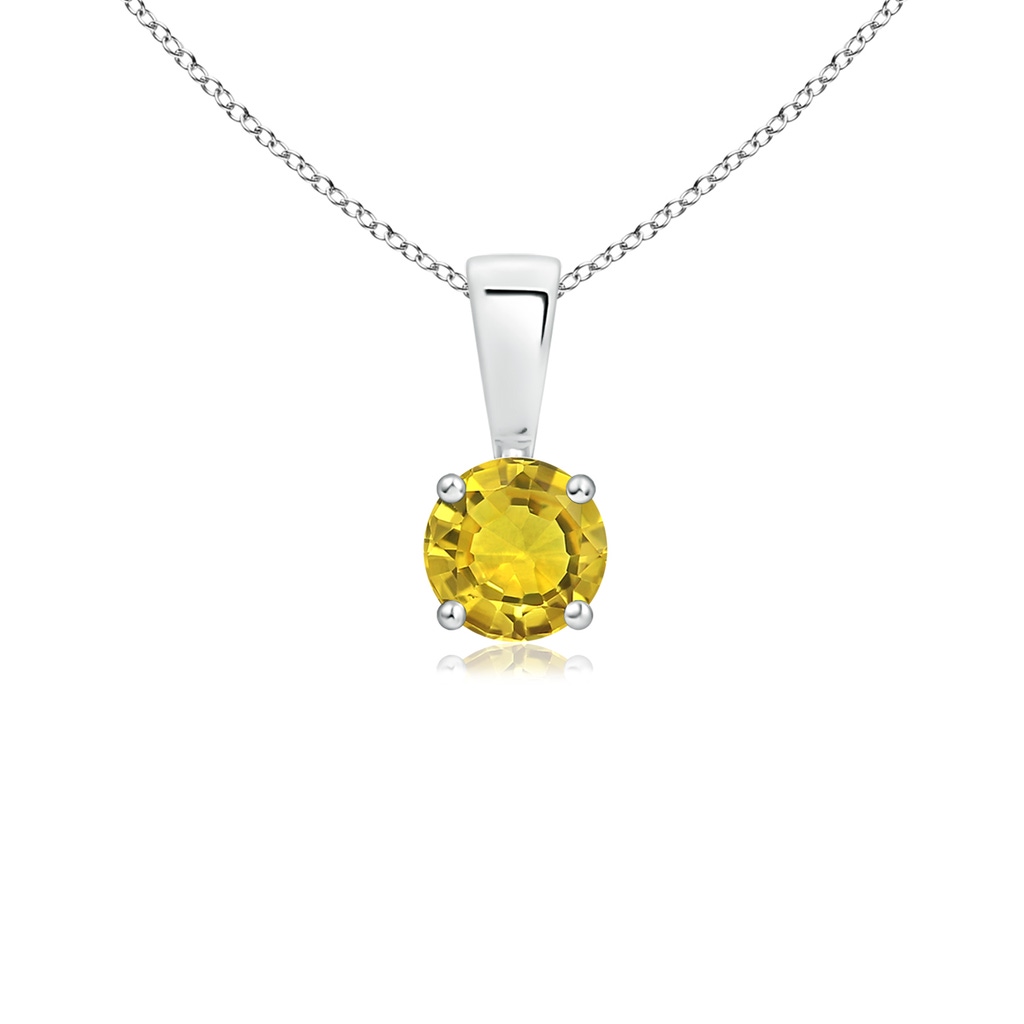 4mm AAAA Classic Round Yellow Sapphire Solitaire Pendant in P950 Platinum