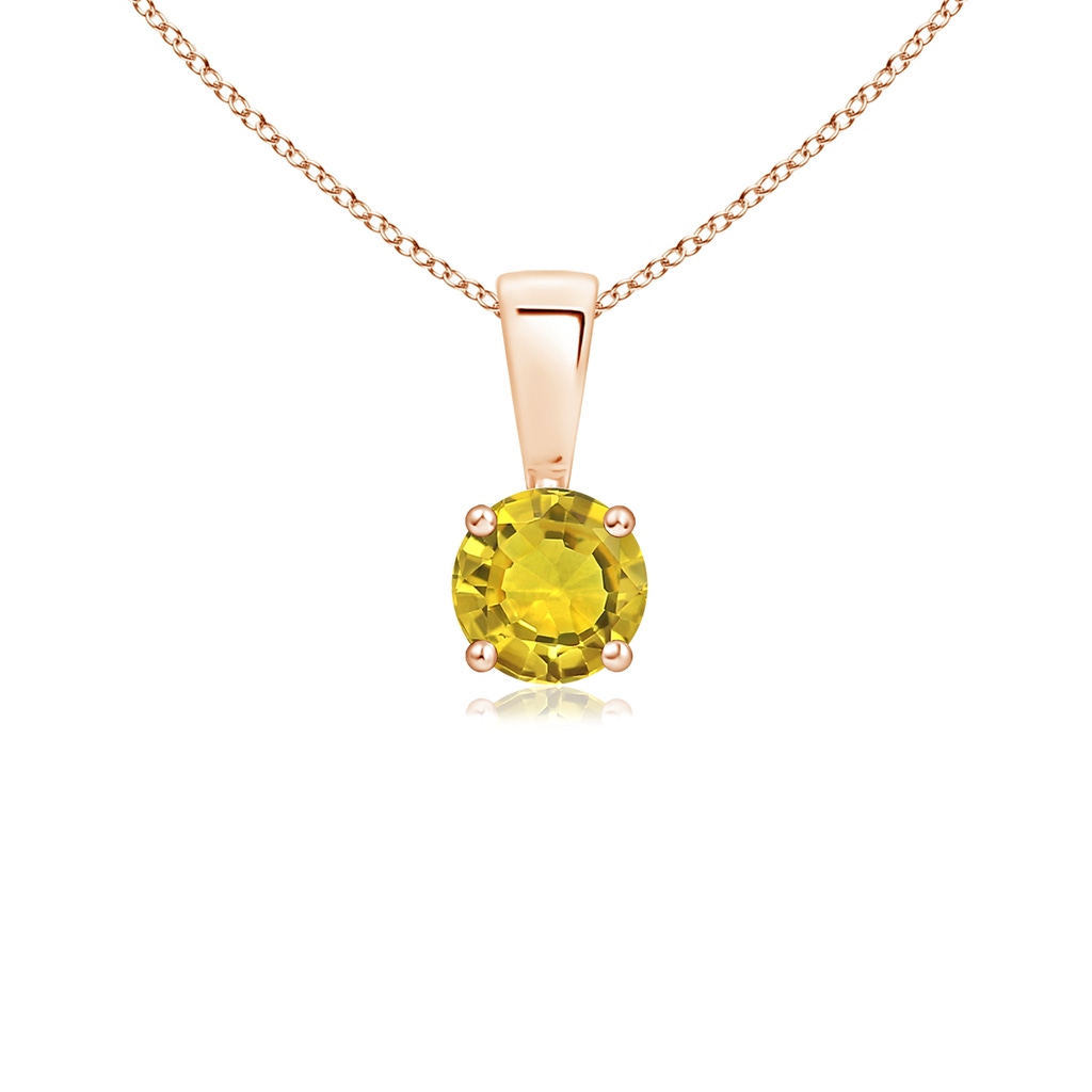 4mm AAAA Classic Round Yellow Sapphire Solitaire Pendant in Rose Gold