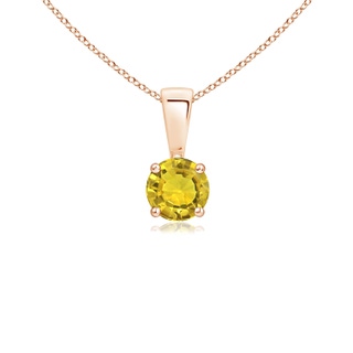 4mm AAAA Classic Round Yellow Sapphire Solitaire Pendant in Rose Gold