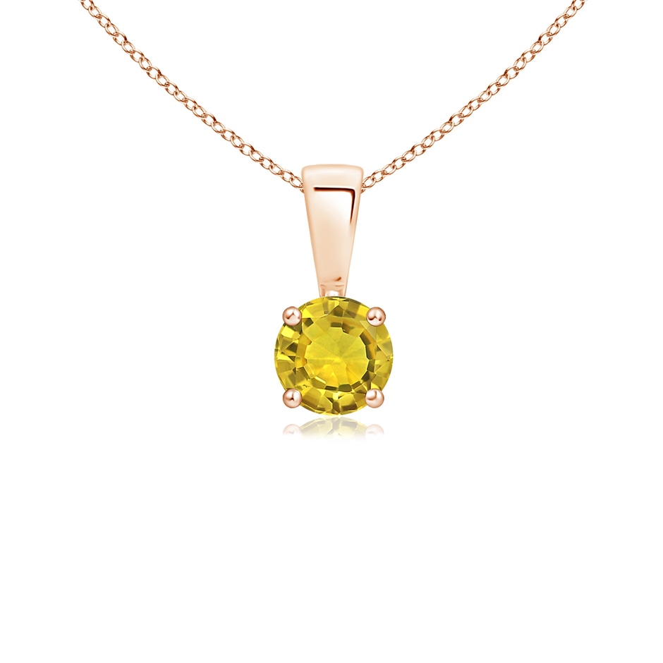 4mm AAAA Classic Prong-Set Round Yellow Sapphire Solitaire Pendant in Rose Gold 