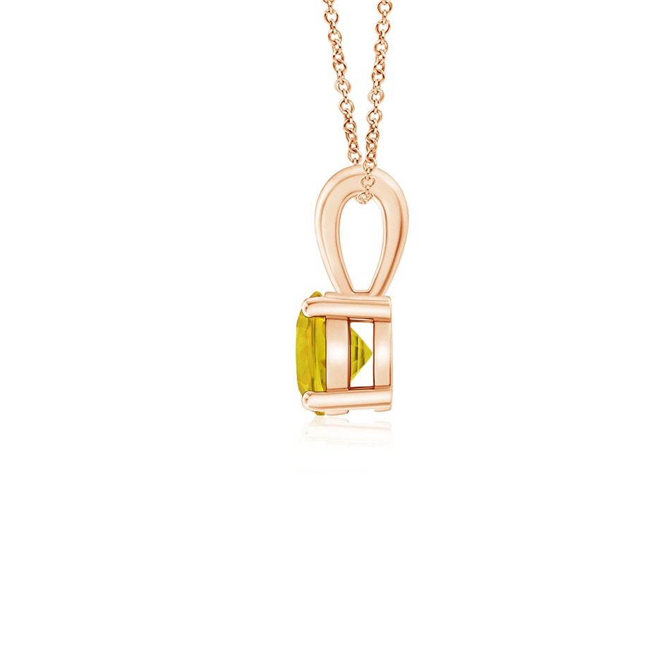 4mm AAAA Classic Prong-Set Round Yellow Sapphire Solitaire Pendant in Rose Gold side 199