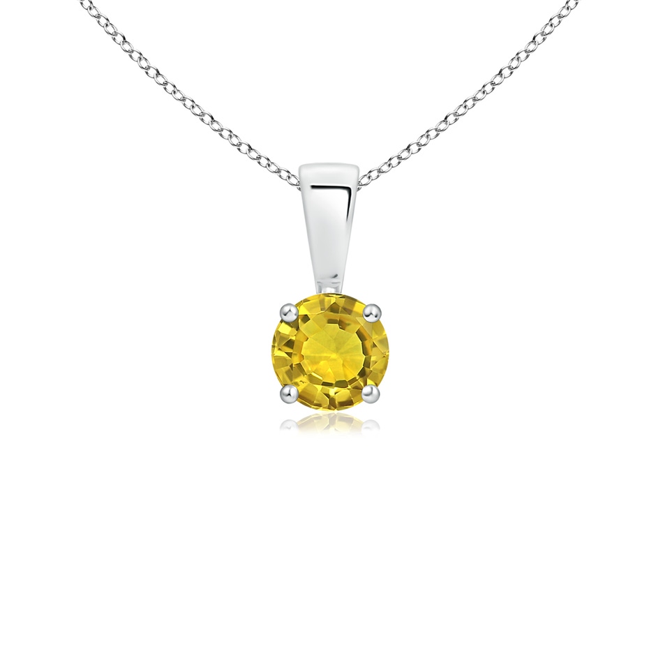 4mm AAAA Classic Prong-Set Round Yellow Sapphire Solitaire Pendant in S999 Silver 