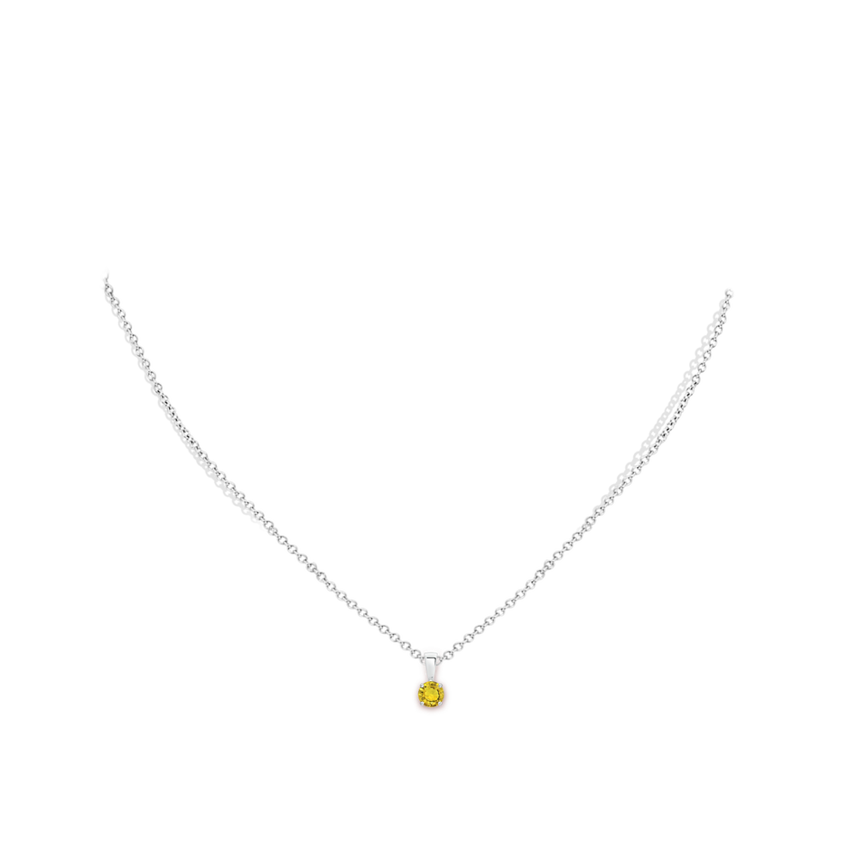 4mm AAAA Classic Prong-Set Round Yellow Sapphire Solitaire Pendant in S999 Silver pen
