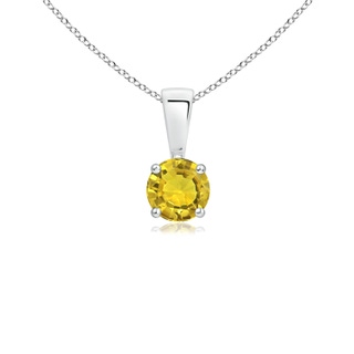 4mm AAAA Classic Round Yellow Sapphire Solitaire Pendant in White Gold