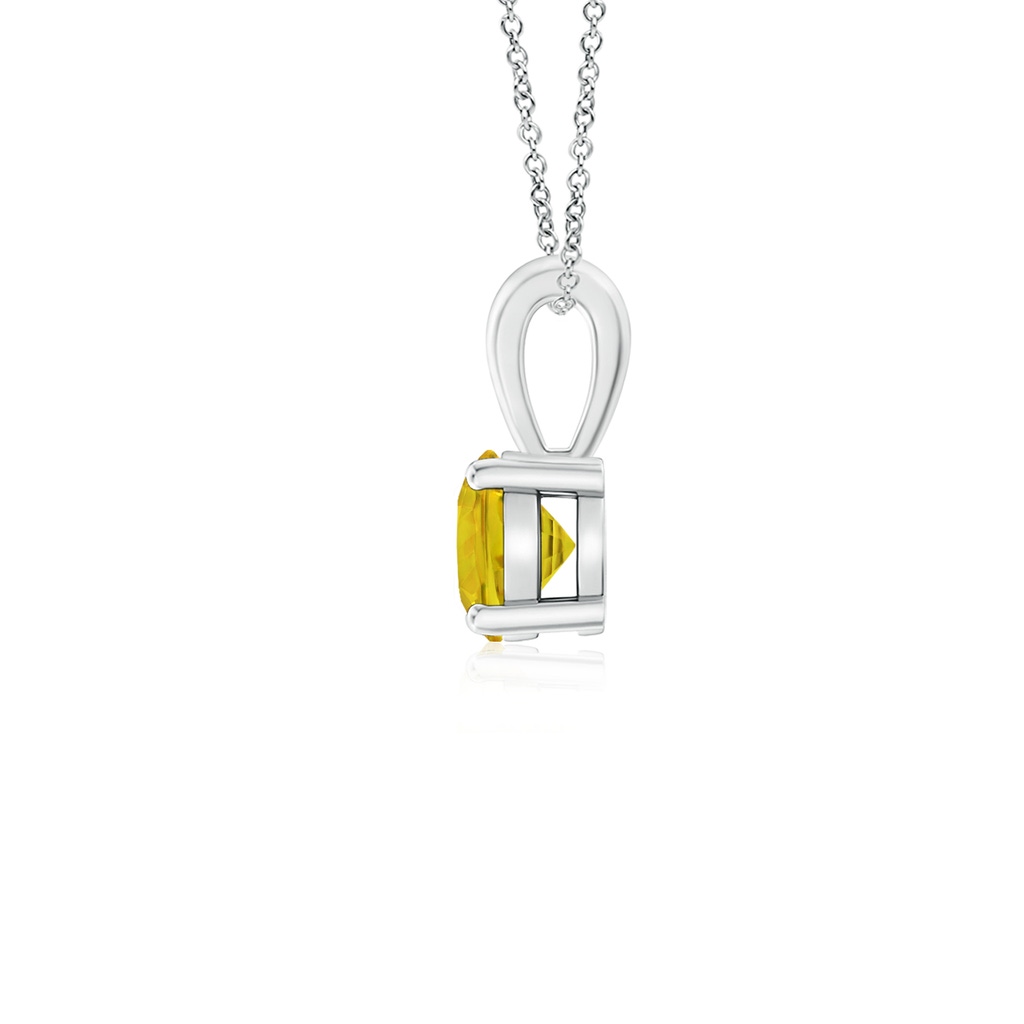 4mm AAAA Classic Prong-Set Round Yellow Sapphire Solitaire Pendant in White Gold - side 199