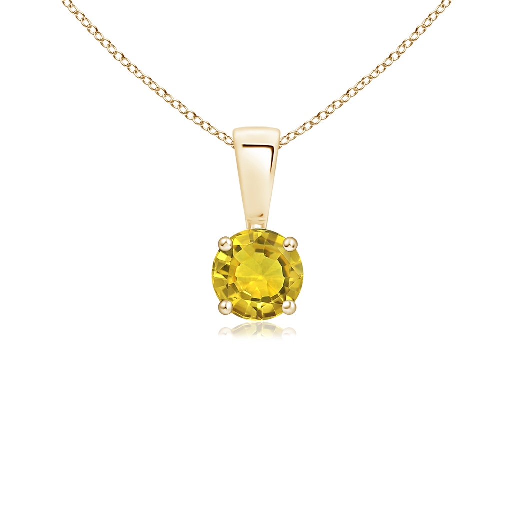 4mm AAAA Classic Round Yellow Sapphire Solitaire Pendant in Yellow Gold