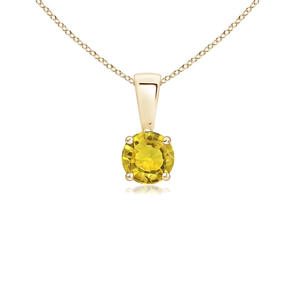 4mm AAAA Classic Prong-Set Round Yellow Sapphire Solitaire Pendant in Yellow Gold