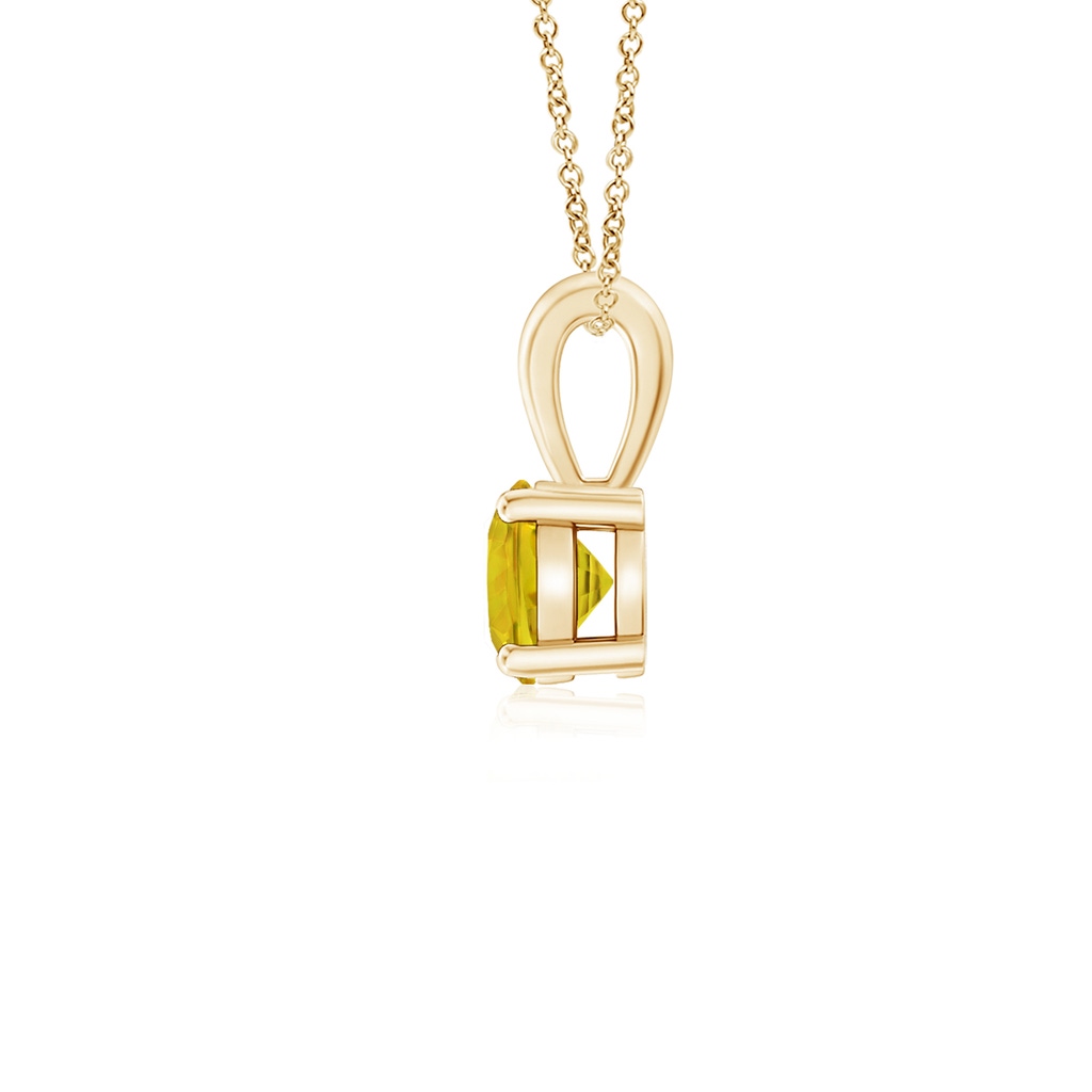 4mm AAAA Classic Prong-Set Round Yellow Sapphire Solitaire Pendant in Yellow Gold - side 199