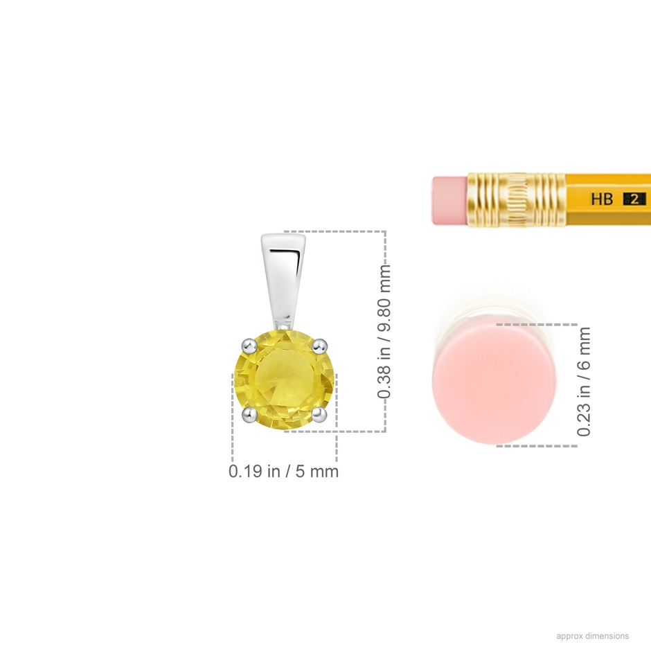 5mm A Classic Prong-Set Round Yellow Sapphire Solitaire Pendant in White Gold ruler