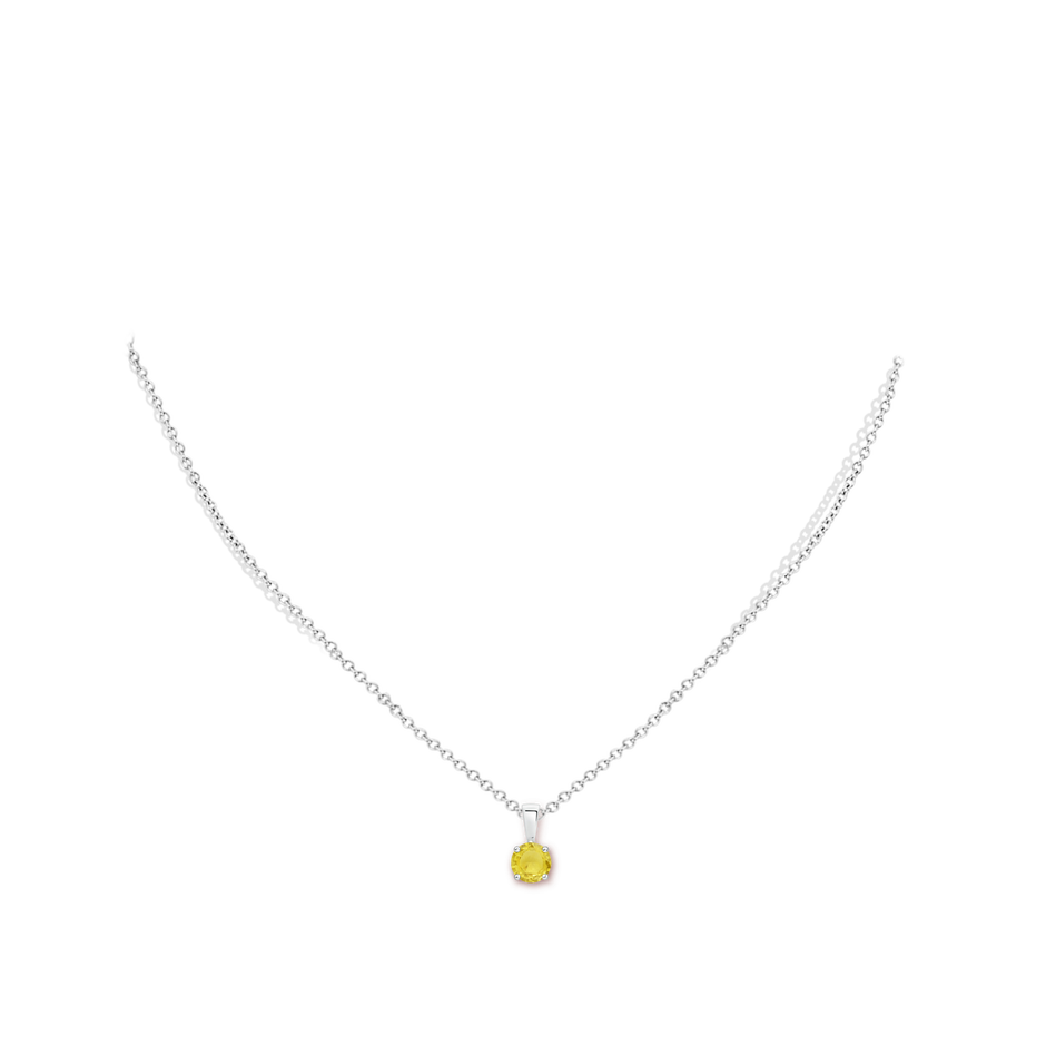 5mm A Classic Prong-Set Round Yellow Sapphire Solitaire Pendant in White Gold pen