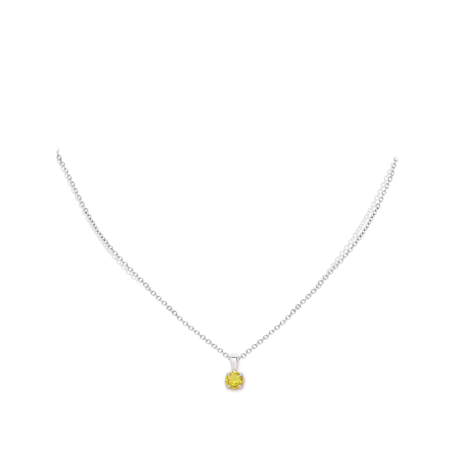 5mm AA Classic Prong-Set Round Yellow Sapphire Solitaire Pendant in P950 Platinum pen