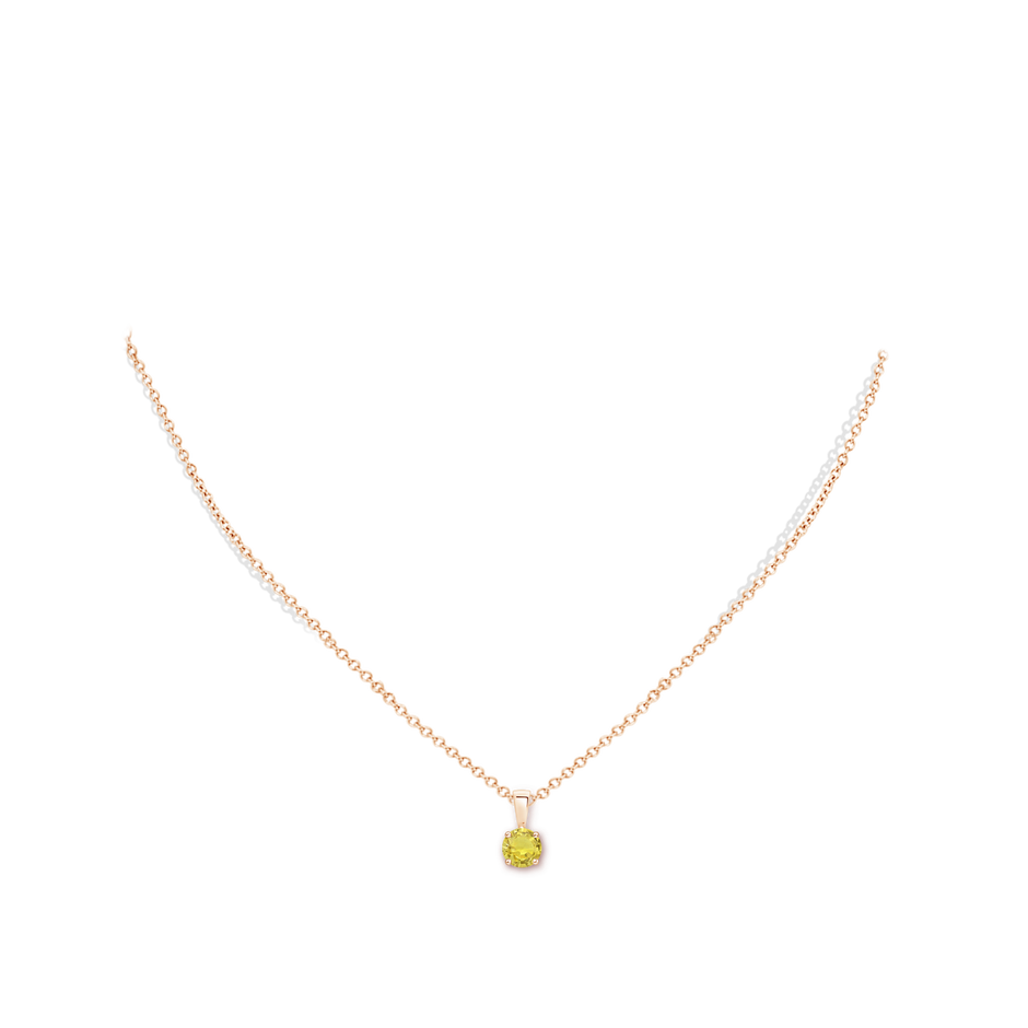 5mm AA Classic Prong-Set Round Yellow Sapphire Solitaire Pendant in Rose Gold pen