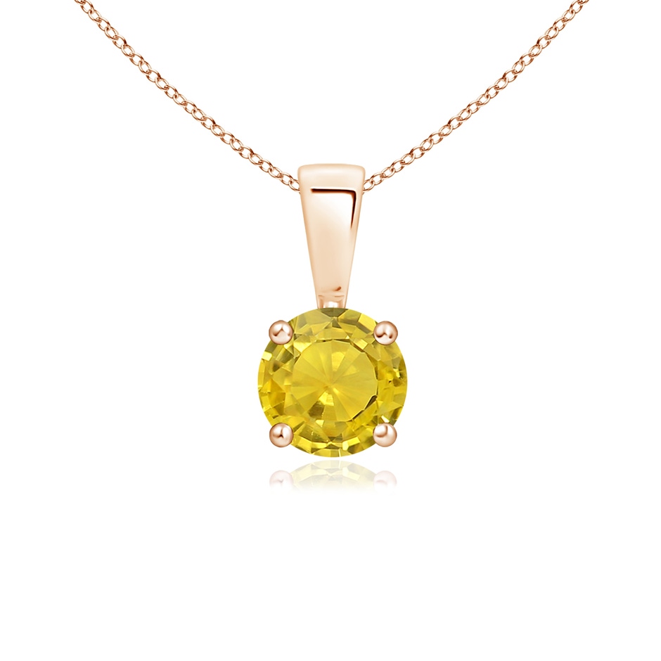 5mm AAA Classic Prong-Set Round Yellow Sapphire Solitaire Pendant in Rose Gold 