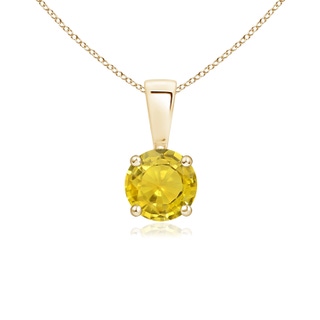 5mm AAA Classic Round Yellow Sapphire Solitaire Pendant in Yellow Gold