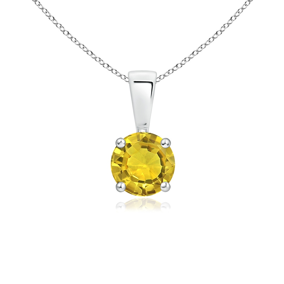 5mm AAAA Classic Prong-Set Round Yellow Sapphire Solitaire Pendant in P950 Platinum 