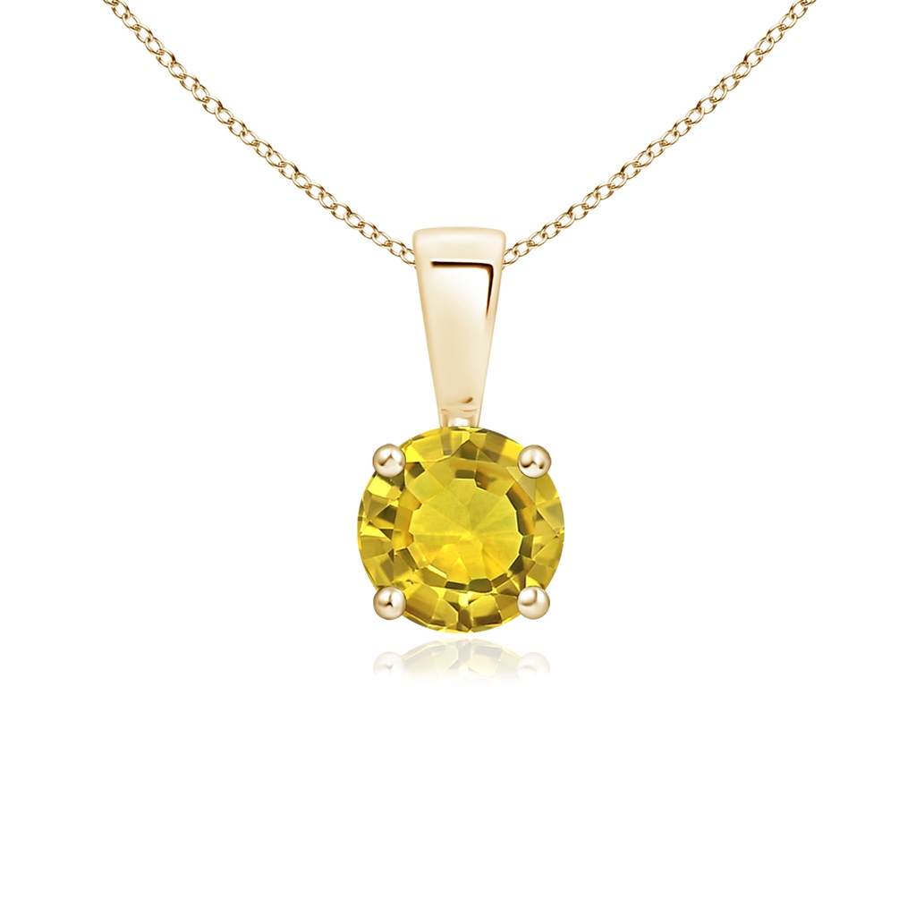 5mm AAAA Classic Round Yellow Sapphire Solitaire Pendant in Yellow Gold