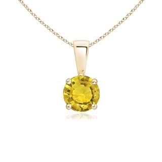 5mm AAAA Classic Round Yellow Sapphire Solitaire Pendant in Yellow Gold