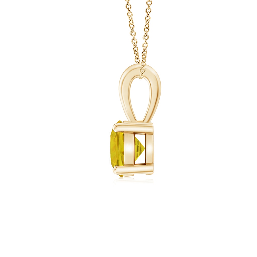 5mm AAAA Classic Prong-Set Round Yellow Sapphire Solitaire Pendant in Yellow Gold - side 199
