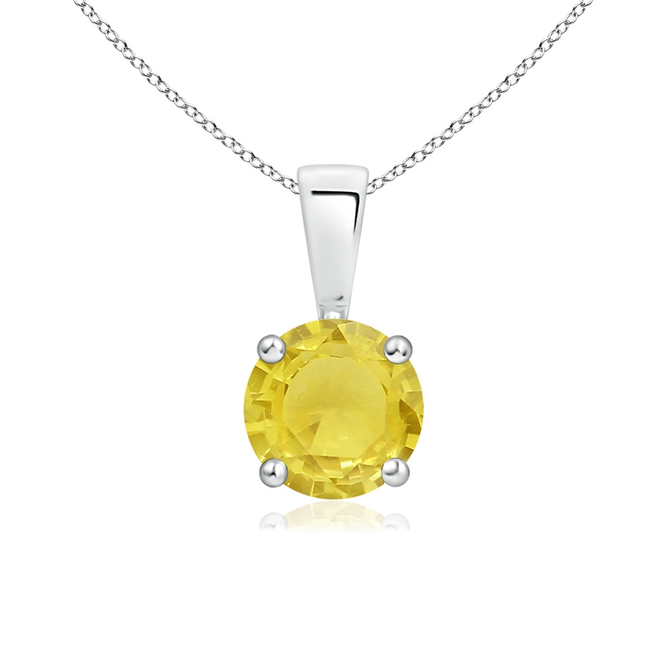 6mm A Classic Prong-Set Round Yellow Sapphire Solitaire Pendant in 18K White Gold 