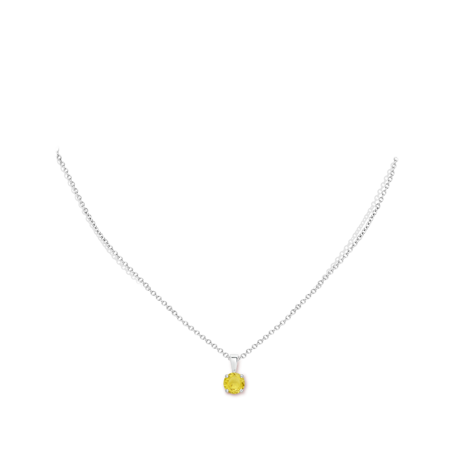 6mm A Classic Prong-Set Round Yellow Sapphire Solitaire Pendant in 18K White Gold pen