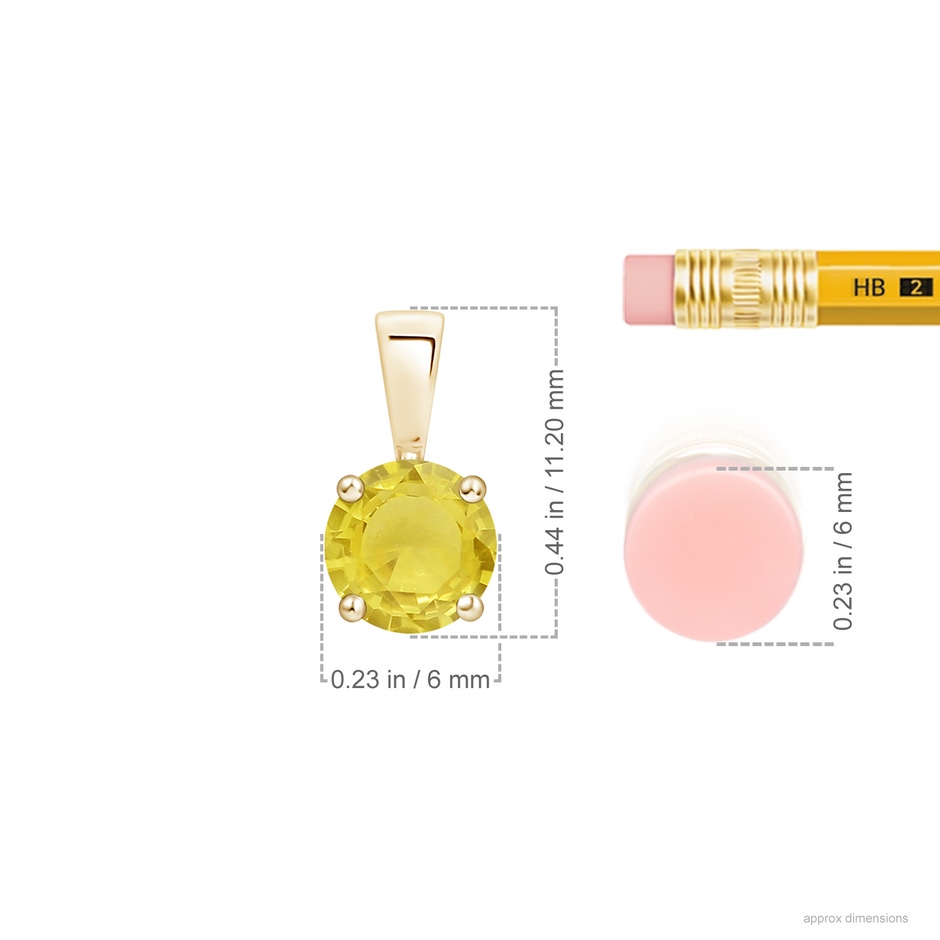 6mm A Classic Prong-Set Round Yellow Sapphire Solitaire Pendant in Yellow Gold ruler