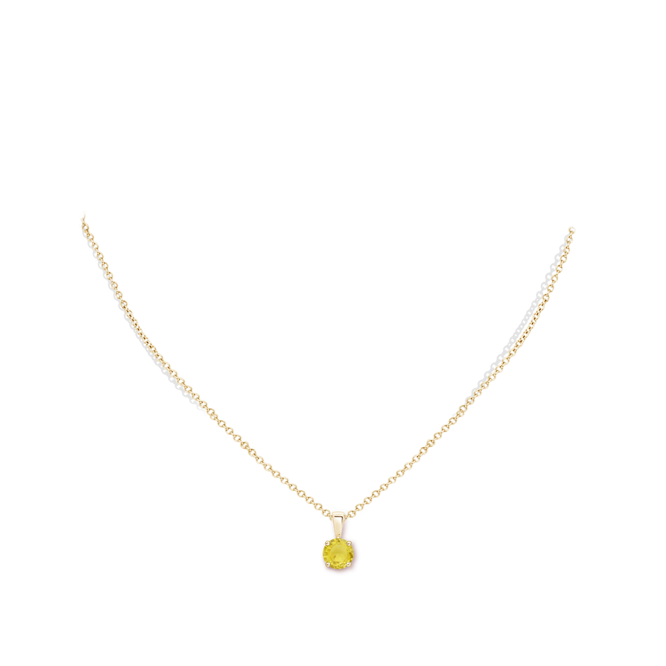 6mm A Classic Prong-Set Round Yellow Sapphire Solitaire Pendant in Yellow Gold pen