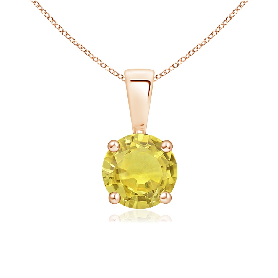 6mm AA Classic Prong-Set Round Yellow Sapphire Solitaire Pendant in 18K Rose Gold 