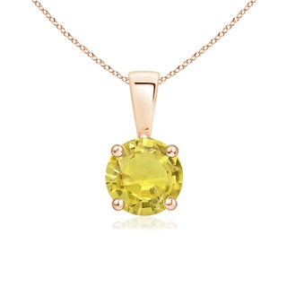6mm AA Classic Prong-Set Round Yellow Sapphire Solitaire Pendant in Rose Gold