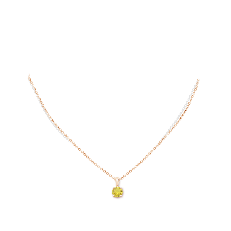 6mm AA Classic Prong-Set Round Yellow Sapphire Solitaire Pendant in Rose Gold pen