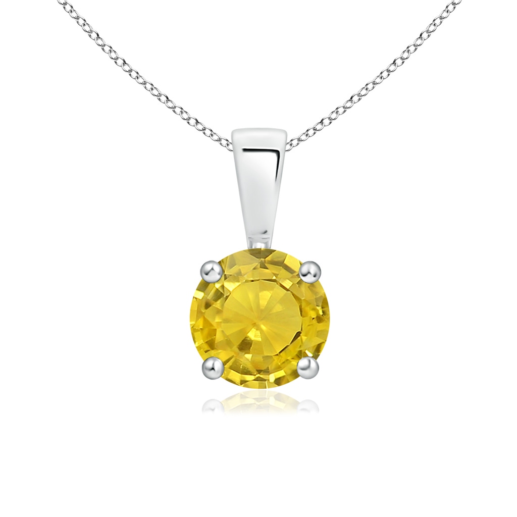 6mm AAA Classic Round Yellow Sapphire Solitaire Pendant in White Gold 