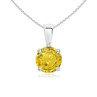 6mm AAA Classic Round Yellow Sapphire Solitaire Pendant in White Gold