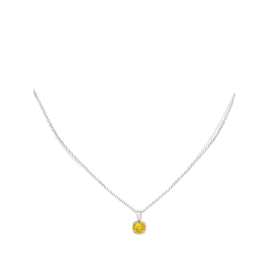 6mm AAA Classic Prong-Set Round Yellow Sapphire Solitaire Pendant in White Gold pen